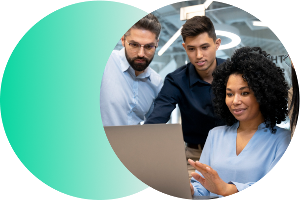 About MindPool — team collaborating around a laptop